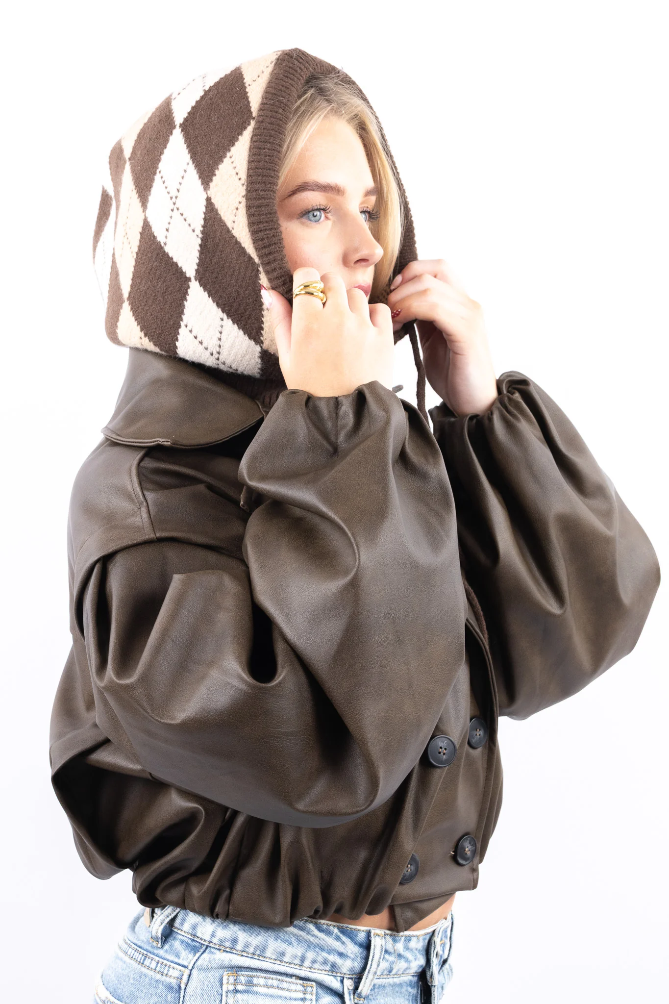 Argyle Knit Hood