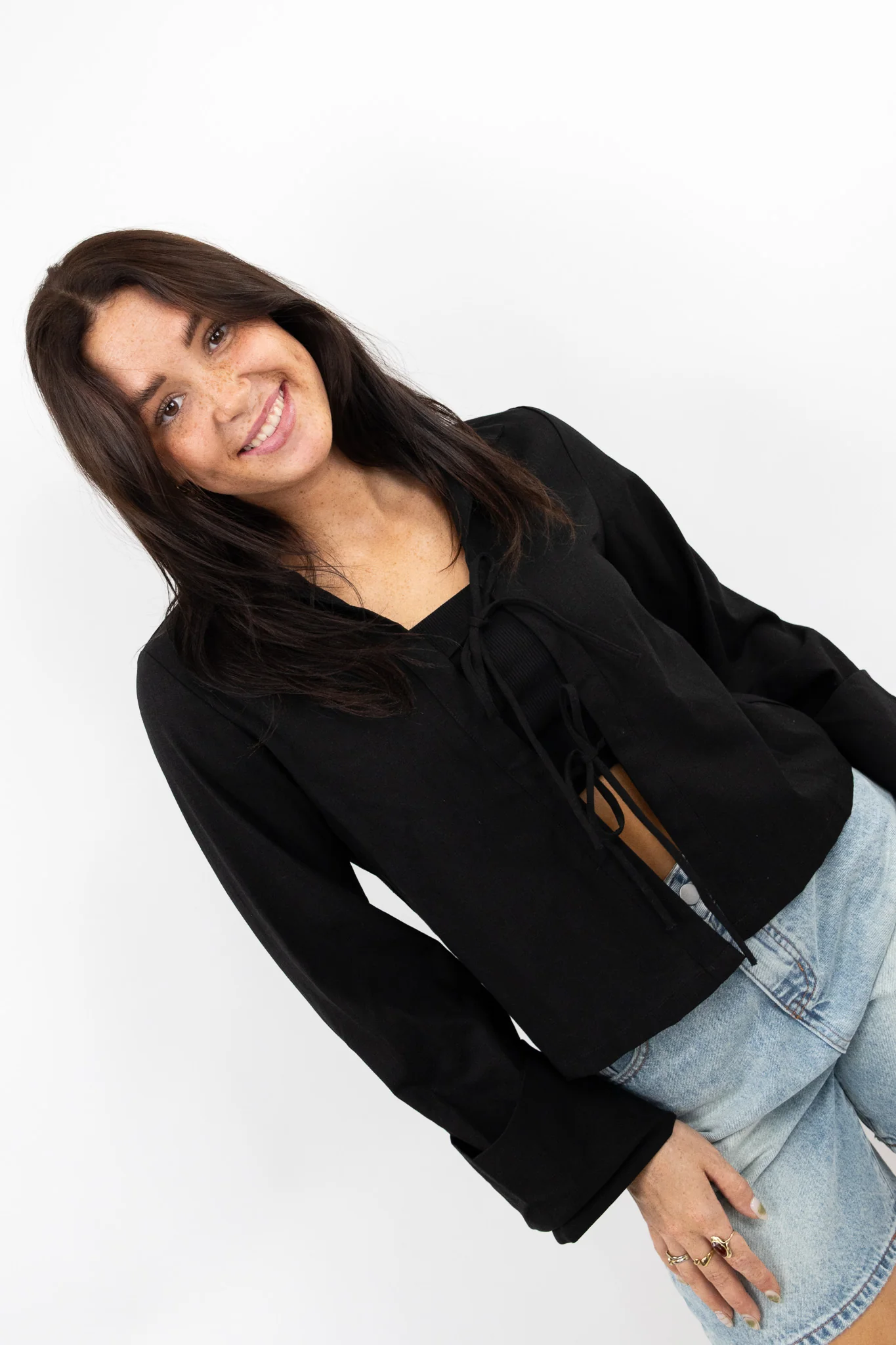Bow Detail Linen Blouse - Image 11