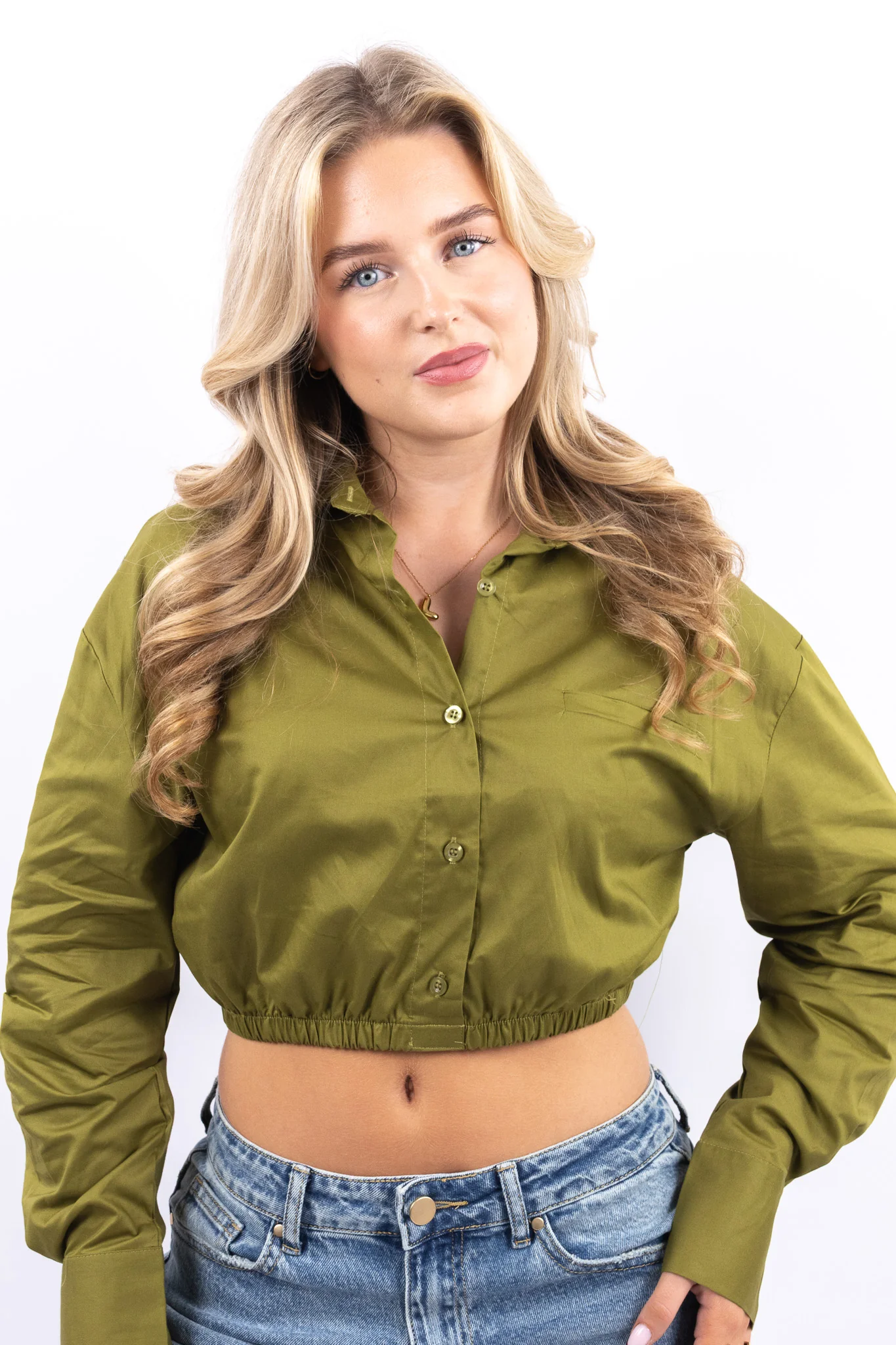 Cropped Elastic Blouse - Image 2