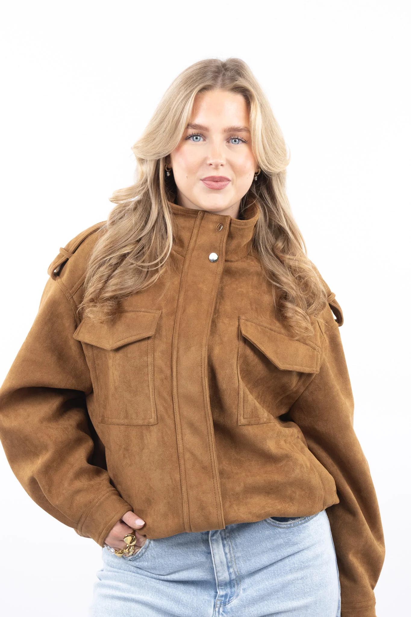 Faux Suede Cargo Jacket - Image 4