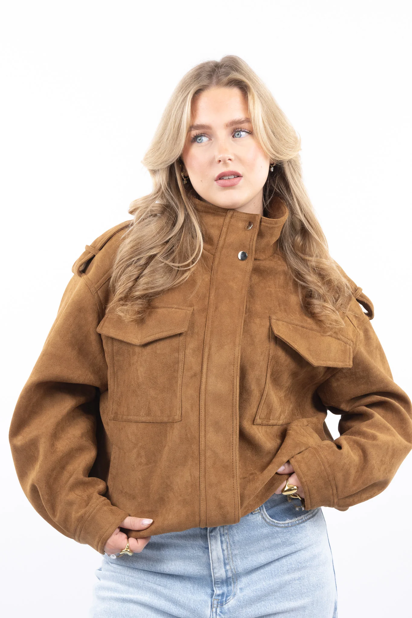 Faux Suede Cargo Jacket - Image 5