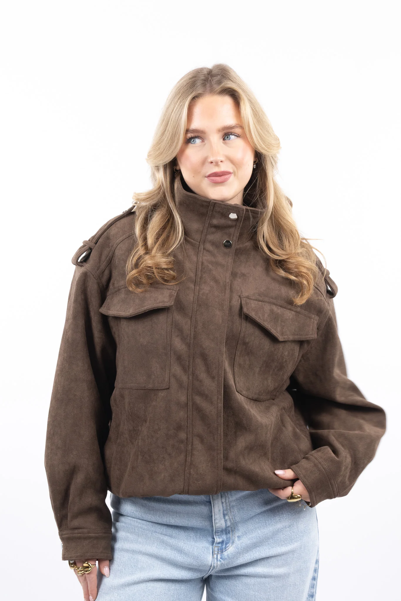 Faux Suede Cargo Jacket - Image 8