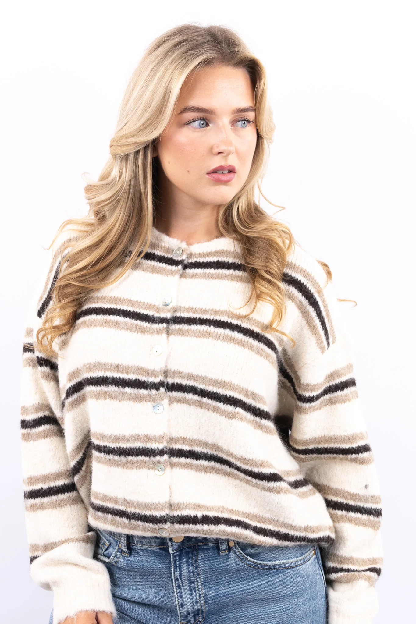 Fuzzy Stripe Cardigan - Image 3