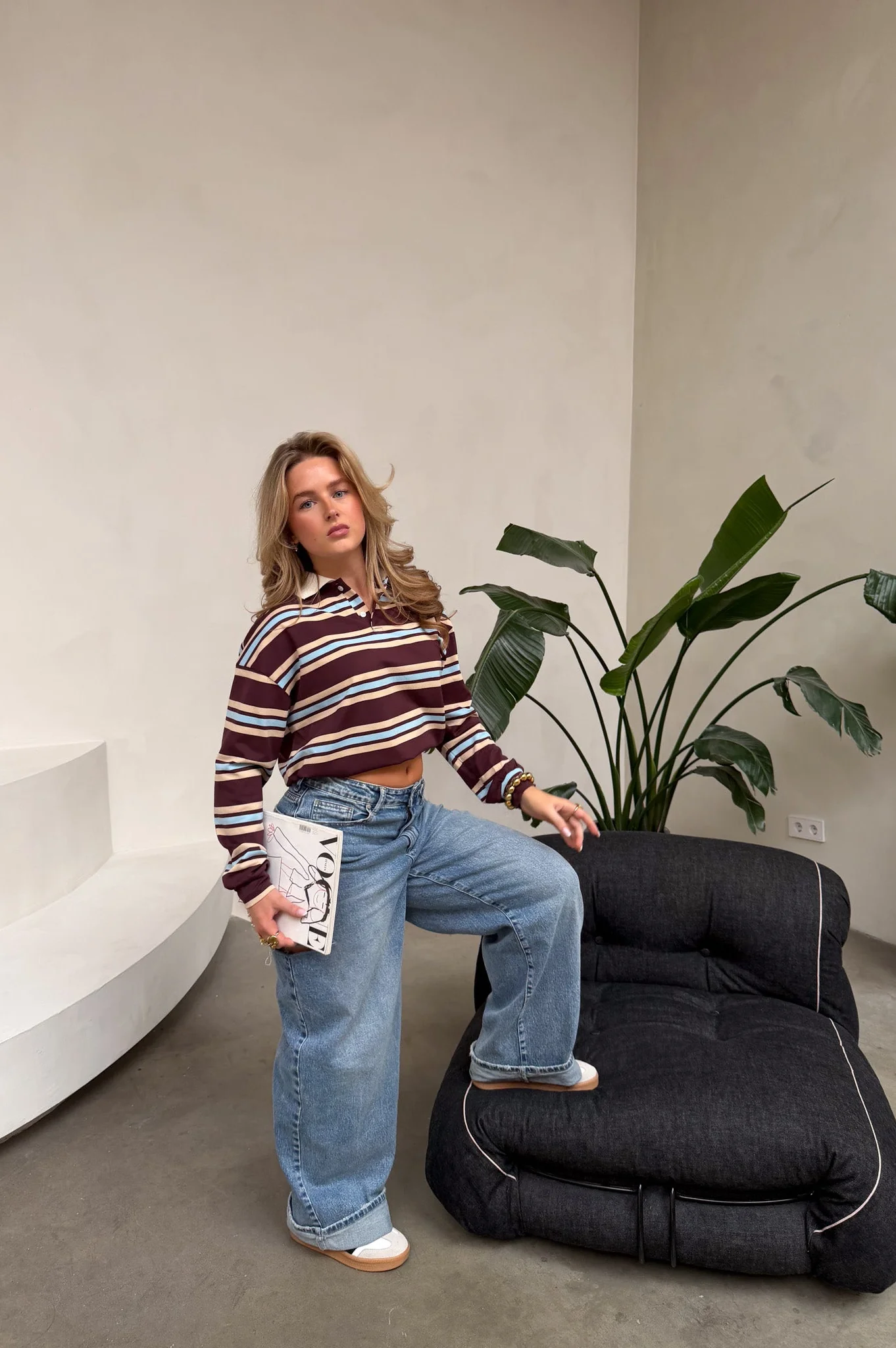 Preppy Striped Rugby Top
