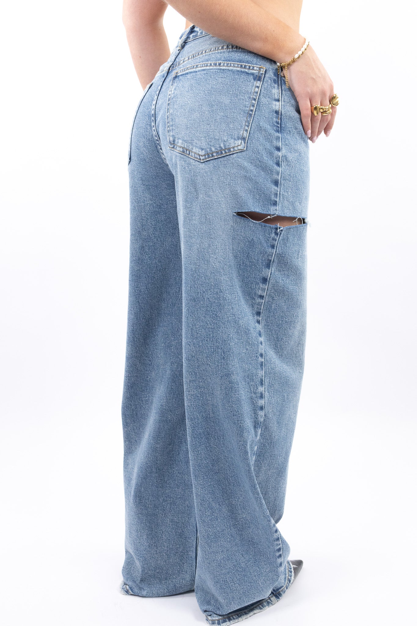 Side Cut Wide Leg Jeans - Image 2