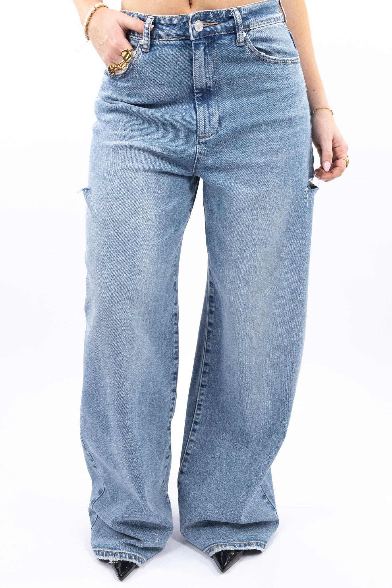Side Cut Wide Leg Jeans - Image 3