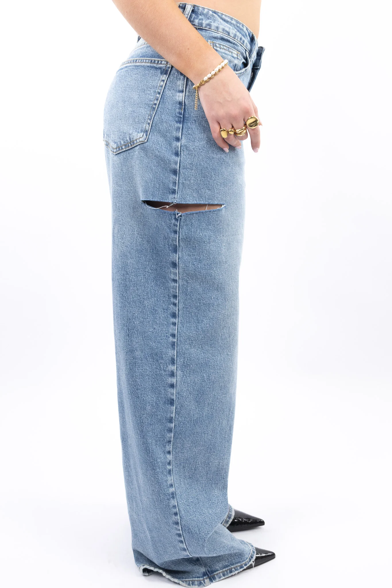 Side Cut Wide Leg Jeans - Image 4