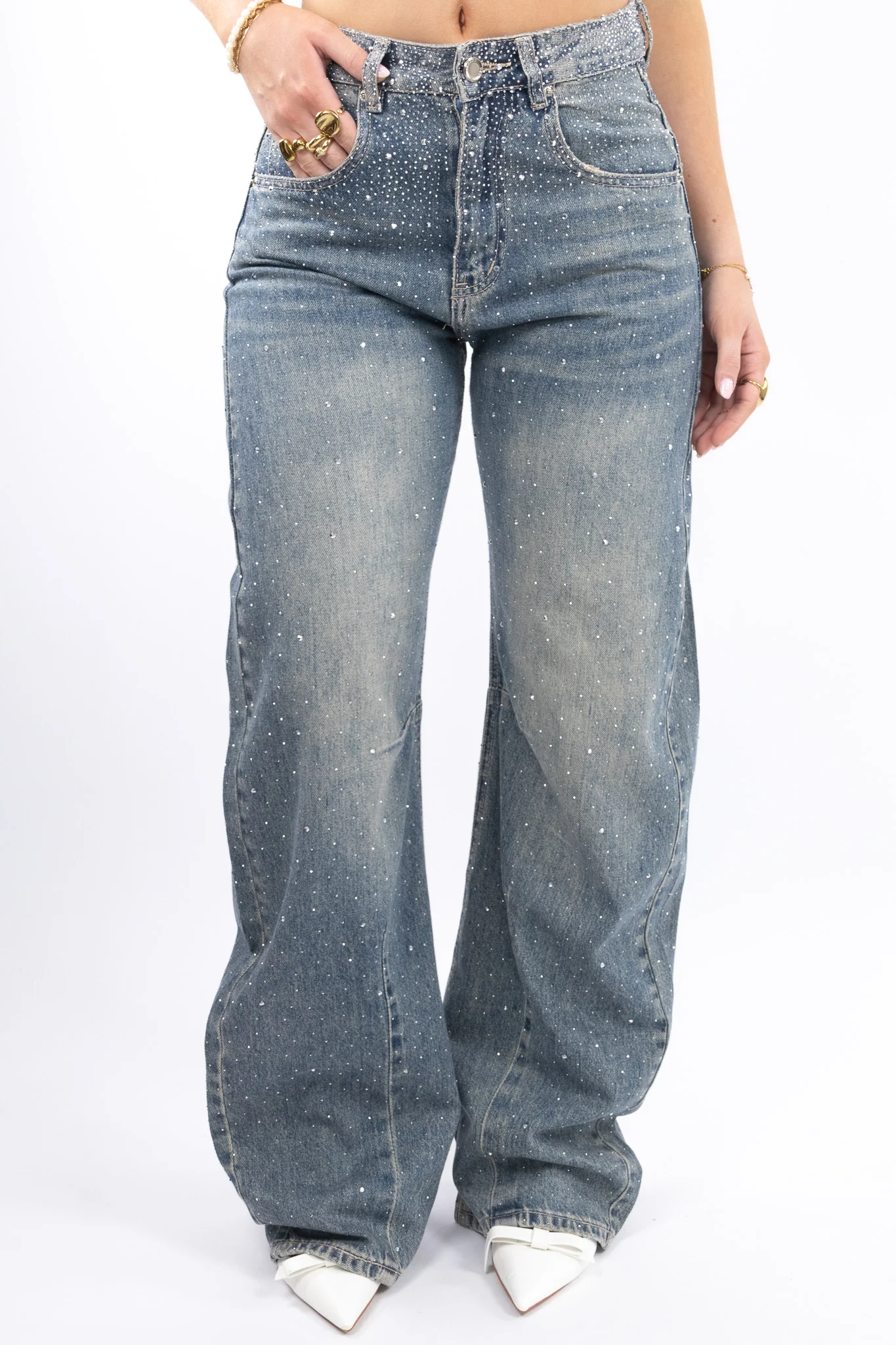 Skye Glitter Balloon Jeans - No stretch - Image 4