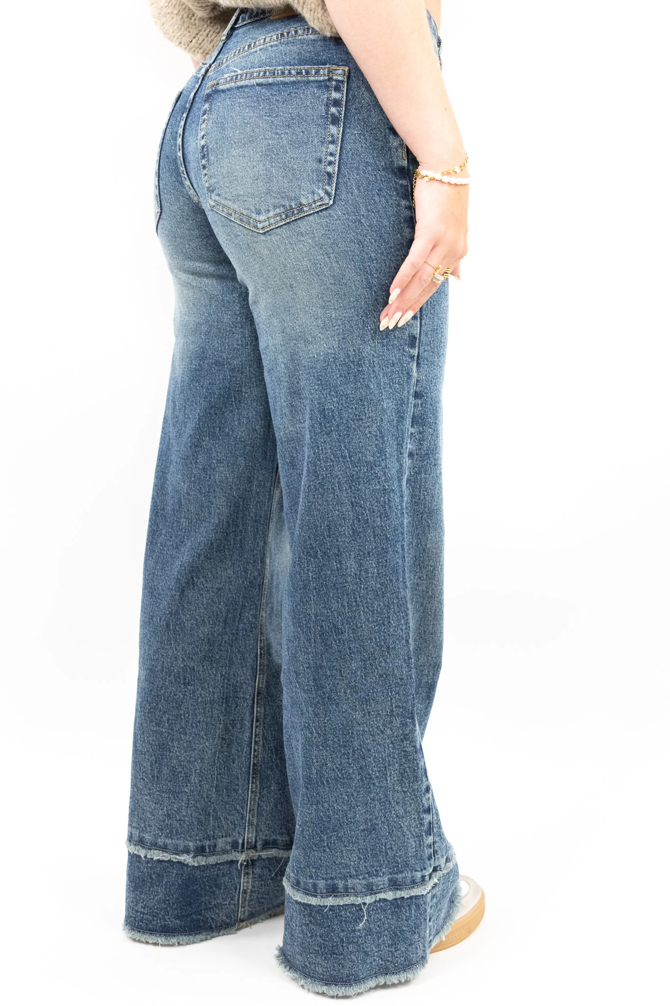 Raw Edge Wide Jeans - Image 2