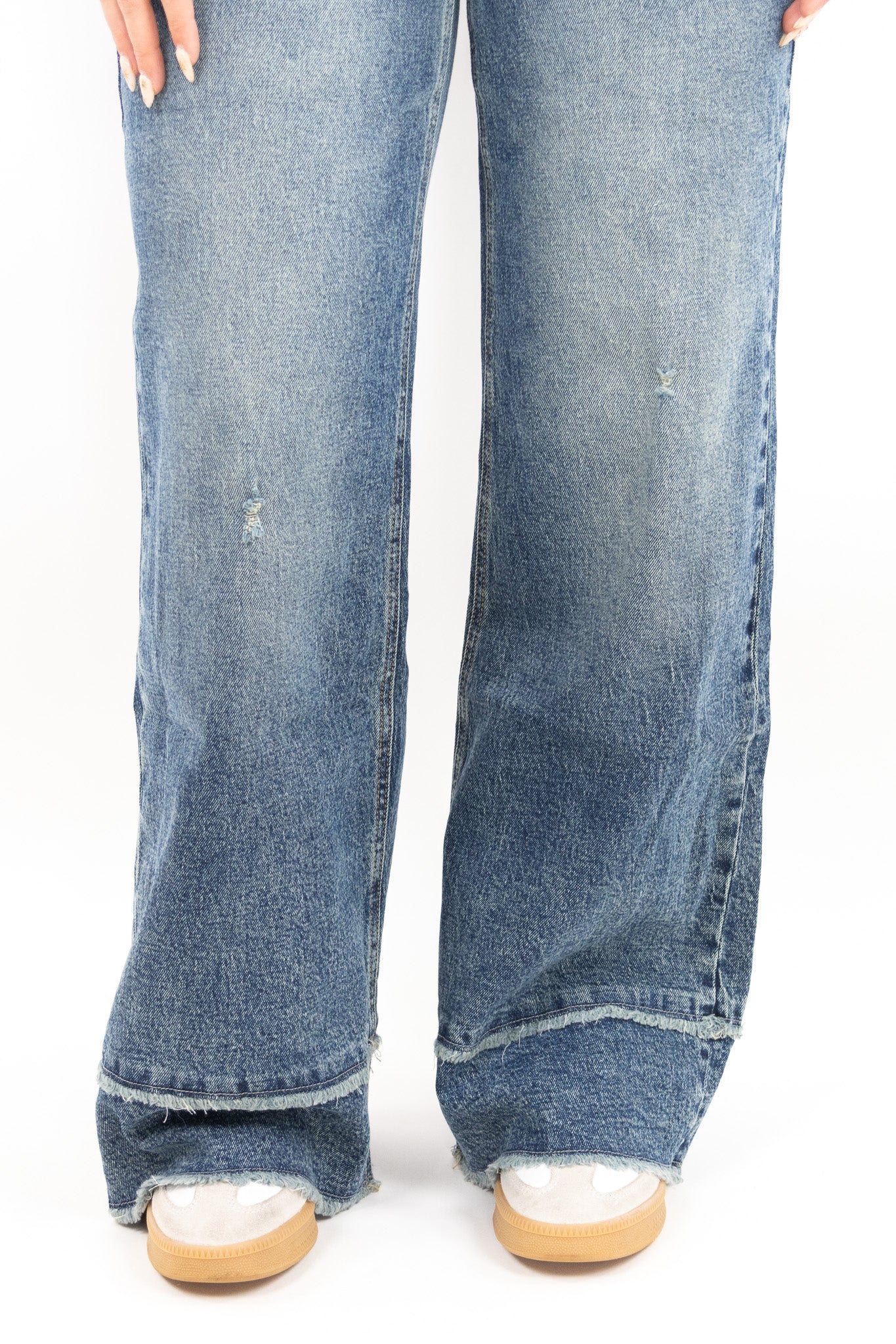 Raw Edge Wide Jeans - Image 3
